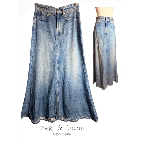 rag & bone Dresses & Skirts - Rag & Bone Miramar Tulip Maxi Skirt Size 24 Faux Denim Tencel